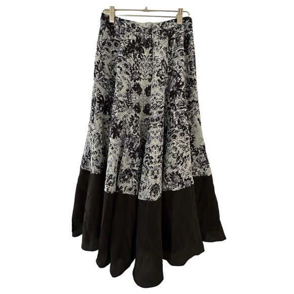 NWT Rebecca Taylor Kiku Floral-Print/Solid Skirt Ocean Spray Size 0